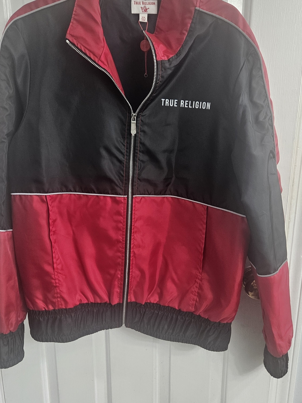 True Religion Dark Red and Black Colorblock Windbreaker